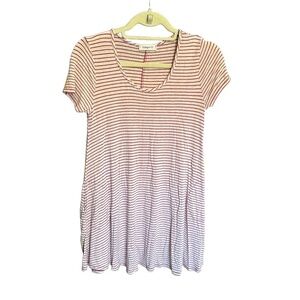 Ginger G Womens Small Striped TShirt dress‎ w/pockets Scoop